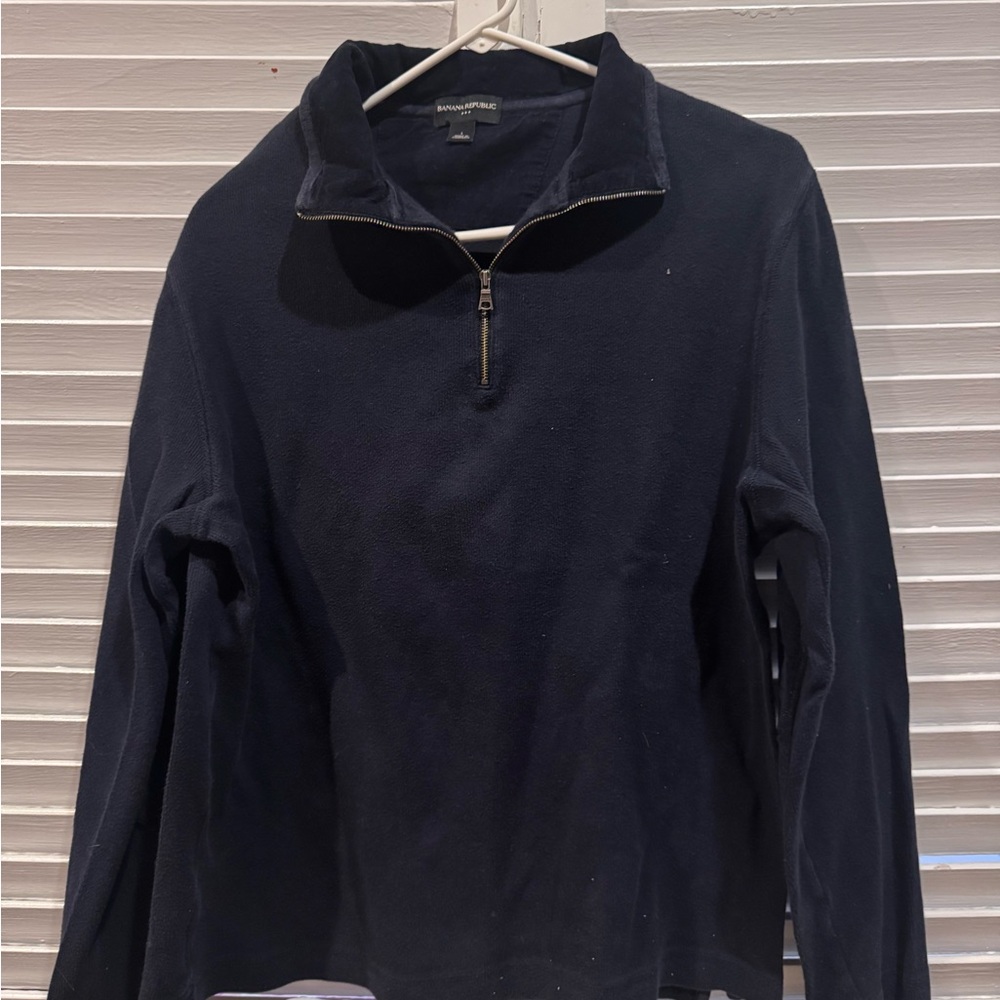 Banana Republic Navy Quarter Zip Pullover 100% Cotton Sweater